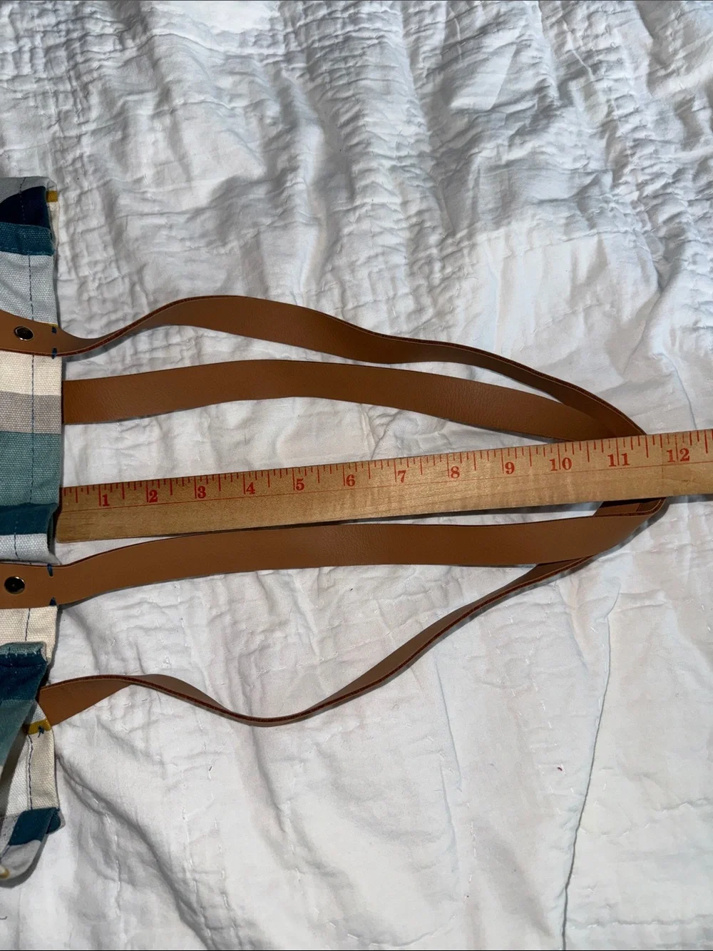 FEED Striped Canvas Tote in Teal, Cream & Mustard